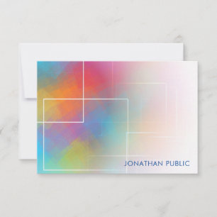 Farbenfrohe Handwriting-Script Mit Monogramm Elega Mitteilungskarte