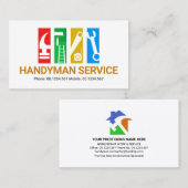 Farbenfrohe Handyman-Tool-Tabs Visitenkarte (Vorne/Hinten)