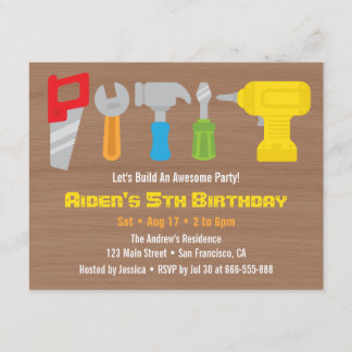 Farbenfrohe Handyman Tools Geburtstagsfeierlichkei Einladung