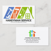 Farbenfrohe Handyman Tools Rooftop Gebäude Visitenkarte (Vorne/Hinten)