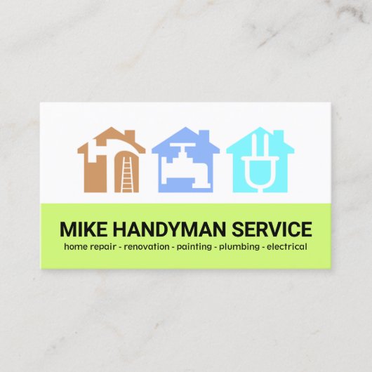 Farbenfrohe Handyman Tools Zuhause Contractor Visitenkarte (Vorderseite)