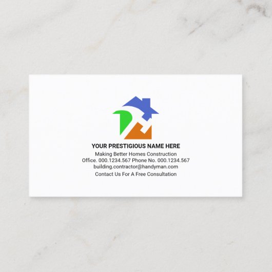 Farbenfrohe Handyman Tools Zuhause-Reparatur Visitenkarte (Rückseite)