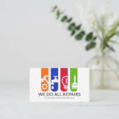 Farbenfrohe Handyman-Werkzeugstreifen Visitenkarte (Stehend Vorderseite)