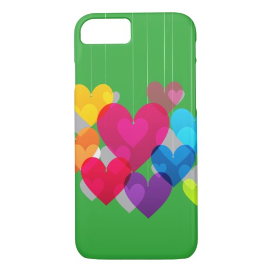 Farbenfrohe Hanging Hearts Case-Mate iPhone Hülle (Rückseite)
