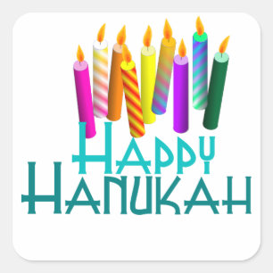 Farbenfrohe Hanukah-Kerzen Quadratischer Aufkleber