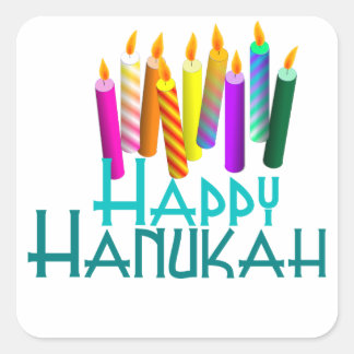 Farbenfrohe Hanukah-Kerzen Quadratischer Aufkleber