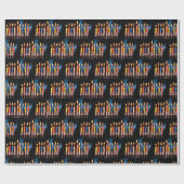 🕎 farbenfrohe Hanukka Menorah Geschenkpapier (Flach)