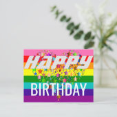 Farbenfrohe Happy Birthday Herz LGBT Regenbogenfla Postkarte (Stehend Vorderseite)