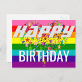 Farbenfrohe Happy Birthday Herz LGBT Regenbogenfla Postkarte (Vorne/Hinten)