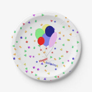 Farbenfrohe Happy Birthday Luftballons Papier Tell Pappteller