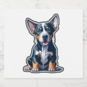 Farbenfrohe Happy Doberman Puppy Schaumweinetikett (Einzelnes Label)