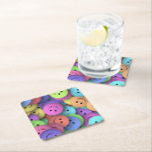 Farbenfrohe Happy Faces Emoji Art Rechteckiger Pappuntersetzer (Vor Ort)