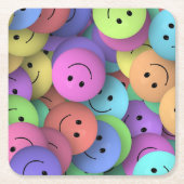 Farbenfrohe Happy Faces Emoji Art Rechteckiger Pappuntersetzer (Vorderseite)