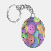 Farbenfrohe Happy Faces Emoji Art Schlüsselanhänger (Vorderseite links)