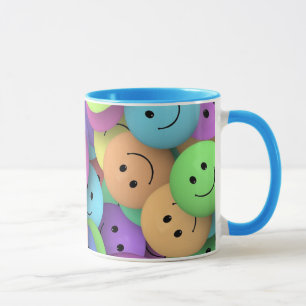 Farbenfrohe Happy Faces Emoji Art Tasse