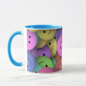 Farbenfrohe Happy Faces Emoji Art Tasse (Links)