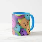 Farbenfrohe Happy Faces Emoji Art Tasse (VorderseiteRechts)