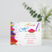Farbenfrohe Happy Holi Powders Paint Einladung Postkarte (Stehend Vorderseite)