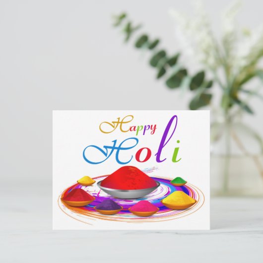 Farbenfrohe Happy Holi Powders Paint Swirl Postkarte (Stehend Vorderseite)