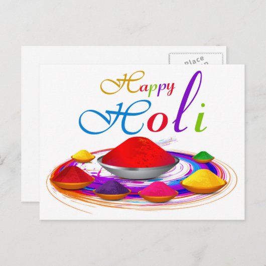 Farbenfrohe Happy Holi Powders Paint Swirl Postkarte (Vorne/Hinten)