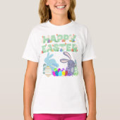 Farbenfrohe "Happy Oaster" Bunny & Eggs Unisex T-Shirt (Vorderseite)