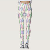 Farbenfrohe Harlequin Diamond Karo Pattern Leggings (Vorderseite)