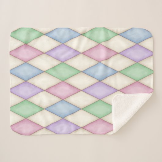 Farbenfrohe Harlequin Diamond Karo Pattern Sherpadecke (Vorderseite (Horizontal))