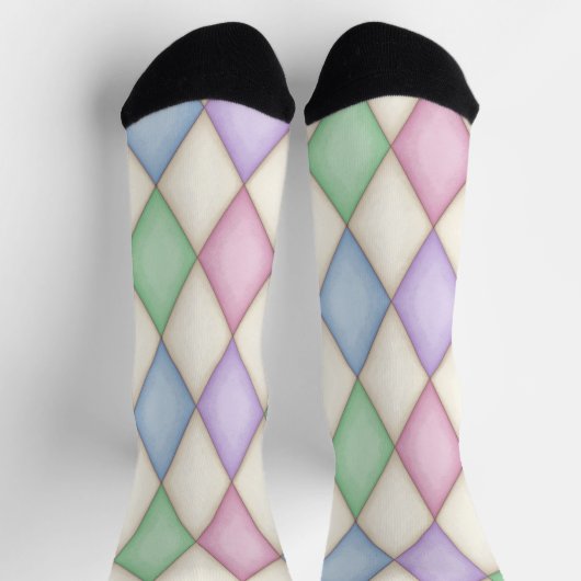 Farbenfrohe Harlequin Diamond Karo Pattern Socken (Oben)