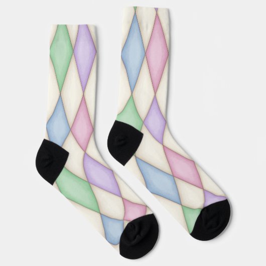 Farbenfrohe Harlequin Diamond Karo Pattern Socken (Rechts)