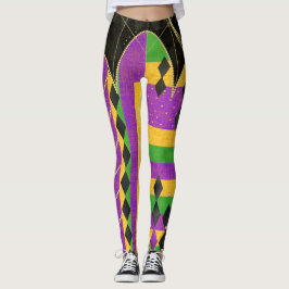 Farbenfrohe Harlequin Mardi Gras Raute Streifen Leggings