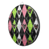 Farbenfrohe Harlequin Print mit Rose Herz Dartscheibe (Vorderseite rechts)