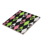 Farbenfrohe Harlequin Print mit Rose Herz Fliese (Seite)