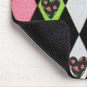 Farbenfrohe Harlequin Print mit Rose Herz Mousepad (Ecke)
