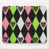 Farbenfrohe Harlequin Print mit Rose Herz Mousepad (Vorne)