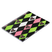 Farbenfrohe Harlequin Print mit Rose Herz Notizblock (Linke Seite)