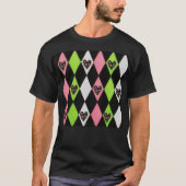 Farbenfrohe Harlequin Print mit Rose Herz T - Shir T-Shirt (Vorderseite)