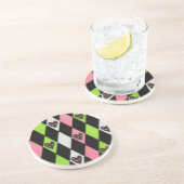 Farbenfrohe Harlequin Print mit Rose Herz Untersetzer (Seite)