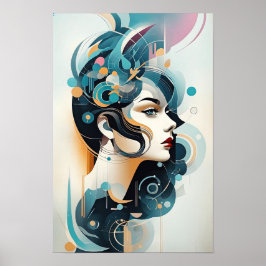 Farbenfrohe Harmonie: Eine moderne Abstrakte Fraue Poster
