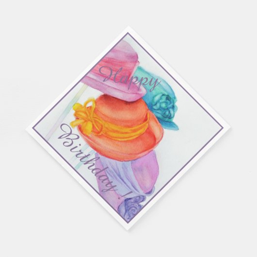 Farbenfrohe Hats Happy Birthday Party Serviette (Ecke)