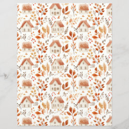 farbenfrohe Häuser, Blätter Muster Scrapbook Papie