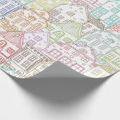 Farbenfrohe Häuser, die ein Kunstmuster aufweisen Geschenkpapier (Ecke)