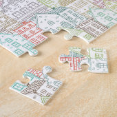 Farbenfrohe Häuser, die ein Kunstmuster aufweisen Puzzle (Seite)