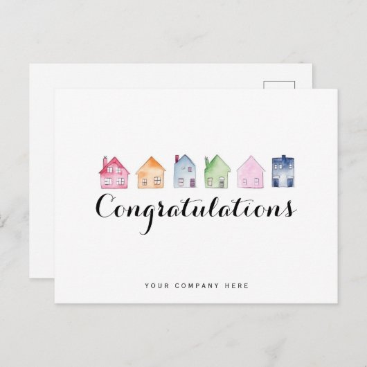 Farbenfrohe Häuser Glückwunsch Real Anwesen New Ho Postkarte (Vorne/Hinten)