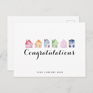 Farbenfrohe Häuser Glückwunsch Real Anwesen New Ho Postkarte