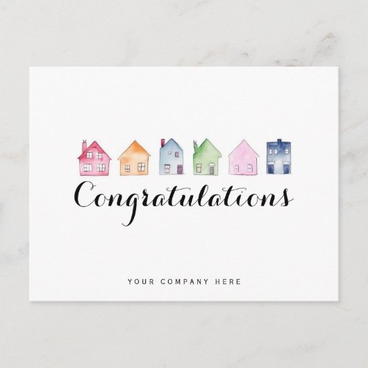 Farbenfrohe Häuser Glückwunsch Real Anwesen New Ho Postkarte (Vorderseite)