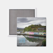 Farbenfrohe Häuser in Portree, Skye Magnet (Vorderseite/Rückseite)