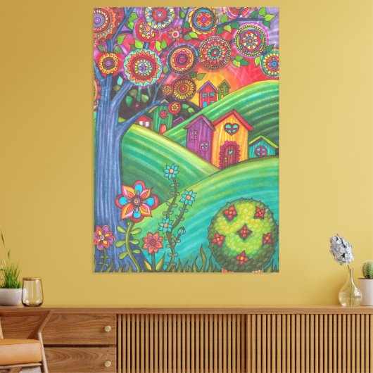 Farbenfrohe Häuser Kunst Leinwanddruck (Insitu (Wohnzimmer))