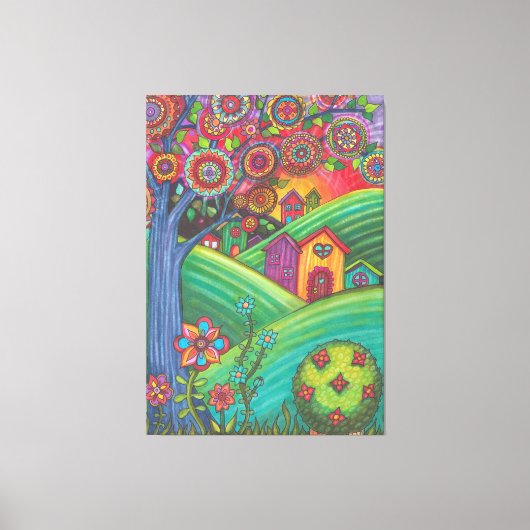 Farbenfrohe Häuser Kunst Leinwanddruck (Vorderseite)