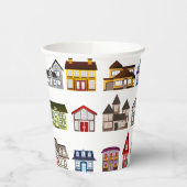 Farbenfrohe Häuser Open House Erwärmung Pappbecher (Links)