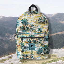 Farbenfrohe Hawaii Modernes Muster Gelb Blau Custo Bedruckter Rucksack